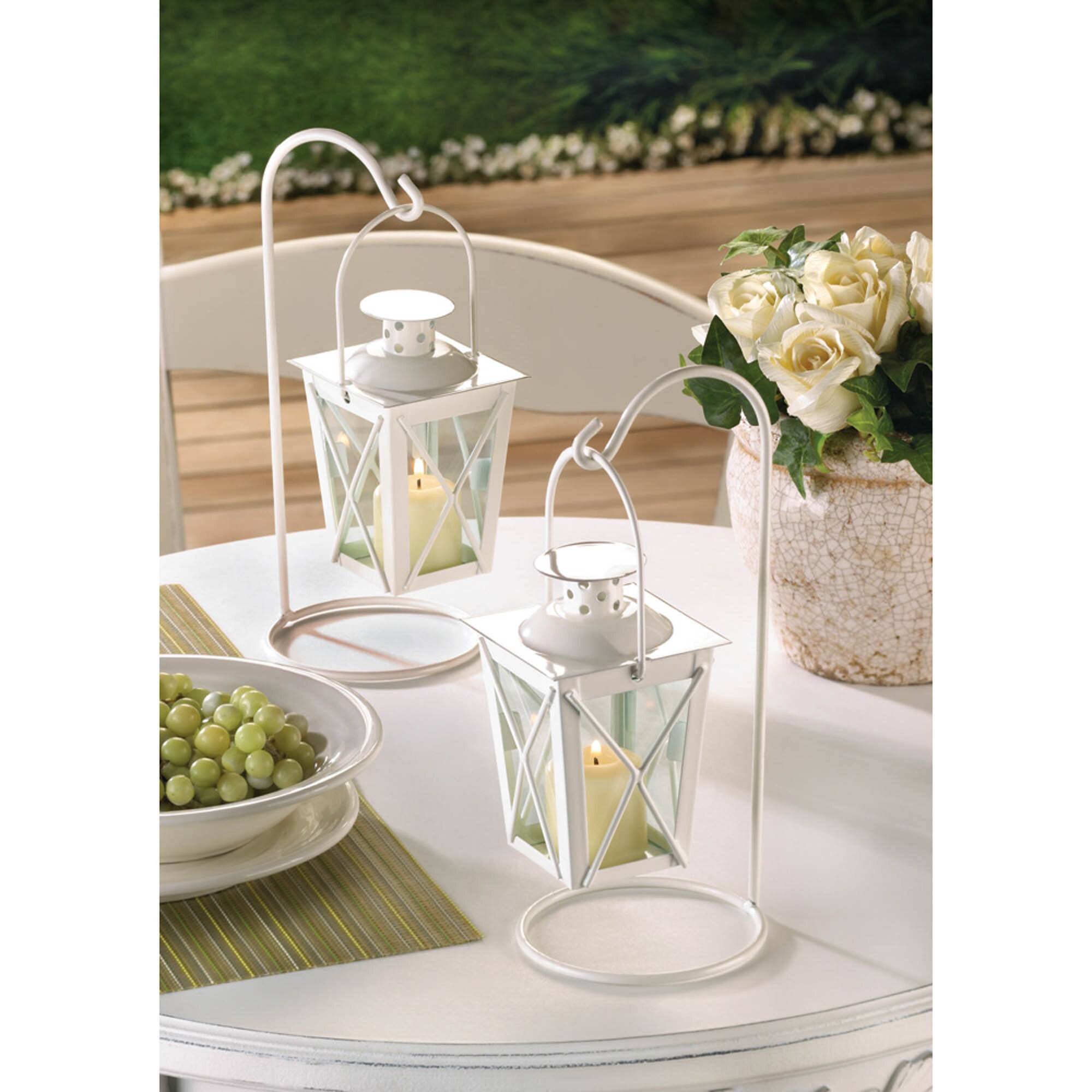 9" White Railroad Candle Lanterns